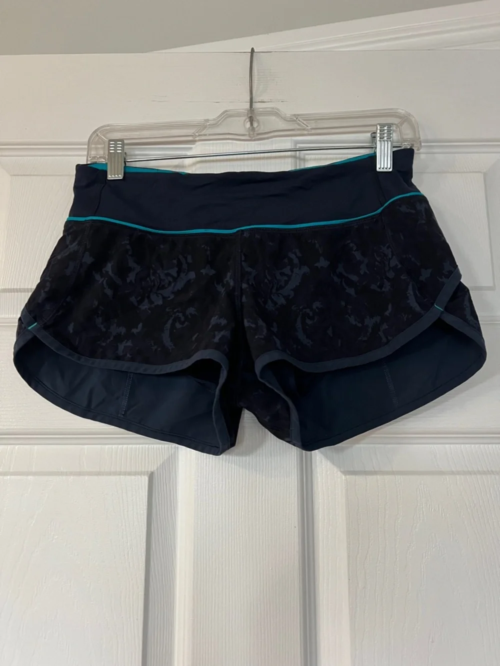 lululemon athletica Navy Athletic Shorts with Teal Trim - Picture 1 of 4